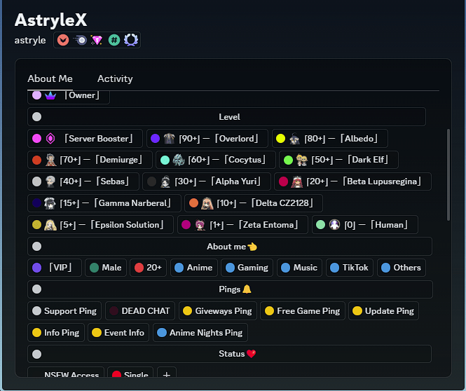 Level und Custom Roles